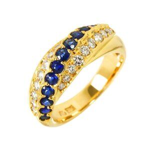 Aquascutum Sapphire Diamond Ring 18K YG 750 size6-6.25(US) 90281492